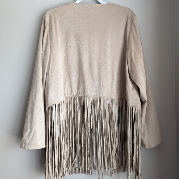 Escalier faux suede collarless fringe jacket - Picture 3 of 5